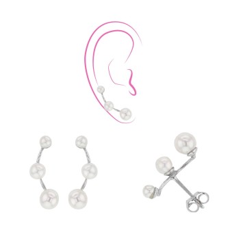 Earrings 3 synthetic pearls on sterling silver rod 3131455 Laval 1878 29,90 €