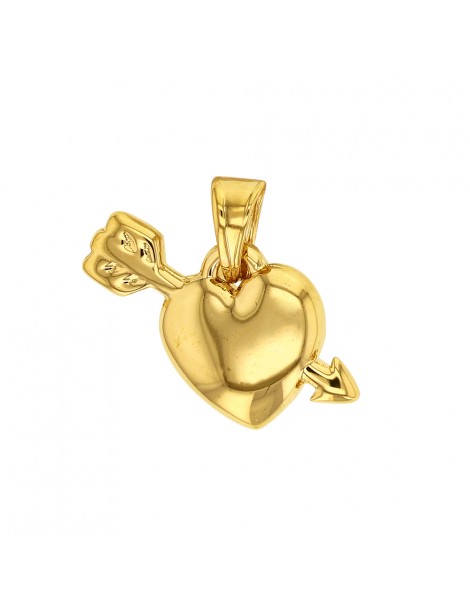 Solid heart pendant with gold plated arrow