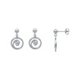 Earrings with spiral central zirconium oxide and rhodium silver