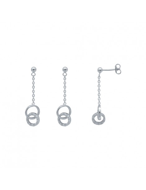 Earrings 2 circles rhodium silver and zirconium oxides 3131615 Laval 1878 39,90 €