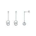 Earrings 2 circles rhodium silver and zirconium oxides
