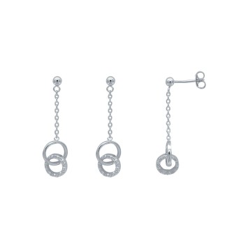 Earrings 2 circles rhodium silver and zirconium oxides 3131615 Laval 1878 39,90 €