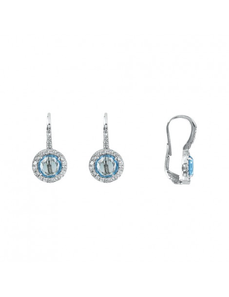 Ohrringe Rhodium Silber Ohrringe mit gefärbten Oxid blauen Topas geschmückt