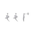 Earrings fairy rhodium silver adorned with a white stained oxide