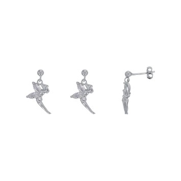 Earrings fairy rhodium silver adorned with a white stained oxide 313157 Laval 1878 42,00 €