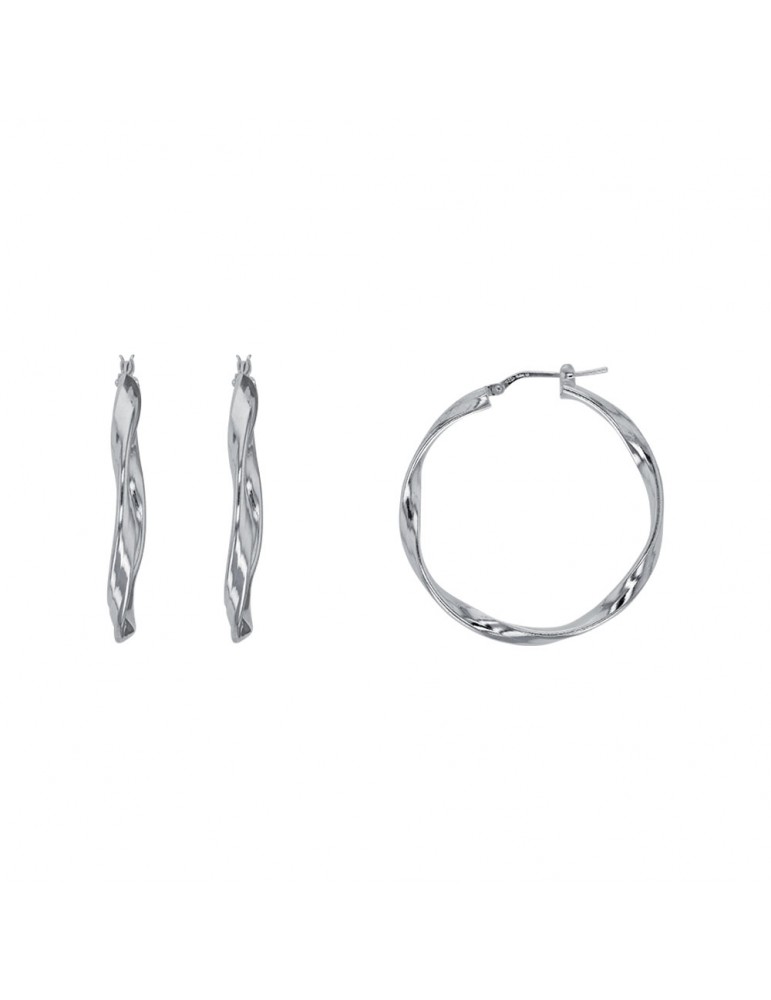 Earrings slightly twisted in sterling silver - Thread 3 mm