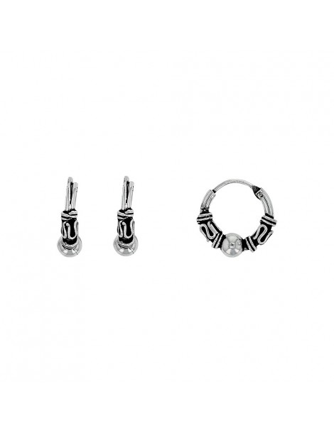 Earrings with black motifs in sterling silver