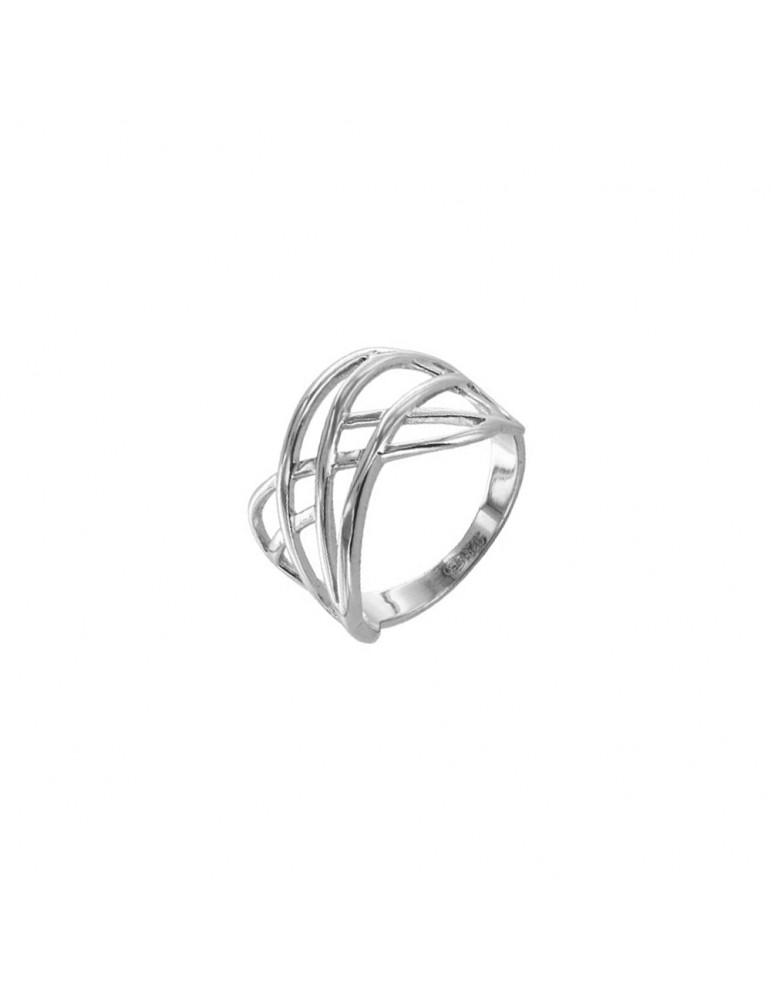 Cross motif ring in rhodium silver