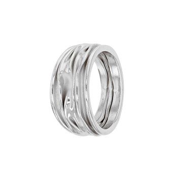 Wide rhodium silver ring with pleated fabric effect 311577 Laval 1878 79,90 €