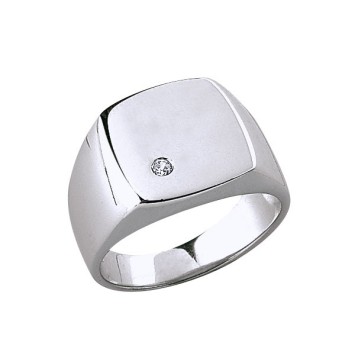 Rhodium silver signet ring with zirconium oxide 3110009 Laval 1878 84,00 €