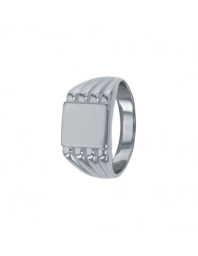 Square signet ring in rhodium silver