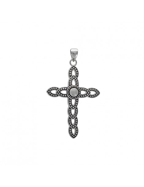 Cross pendant matte gray patinated steel