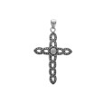 Croce pendente in acciaio grigio opaco patinato