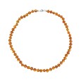 Collier avec des perles d'ambre rondes fermoir en argent