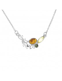Silver and amber necklace with colored stones 31710457RH Nature d'Ambre 63,90 €