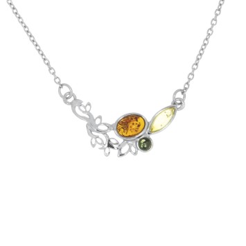 Silber Halskette mit bernsteinfarbenen Steinen 31710457RH Nature d'Ambre 63,90 €