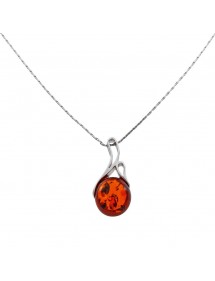 Amber ball necklace with silver fantasy frame 3170203RH Nature d'Ambre 42,00 €
