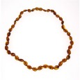 Necklace of oval stones in cognac amber, amber screw clasp