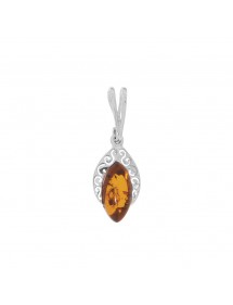 Oval pendant in amber with rhodium-plated silver outline 31610423RH Nature d'Ambre 34,00 €