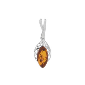 Oval pendant in amber with rhodium-plated silver outline 31610423RH Nature d'Ambre 34,00 €