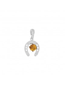 Horseshoe pendant in amber and rhodium silver 31610421RH Nature d'Ambre 26,00 €