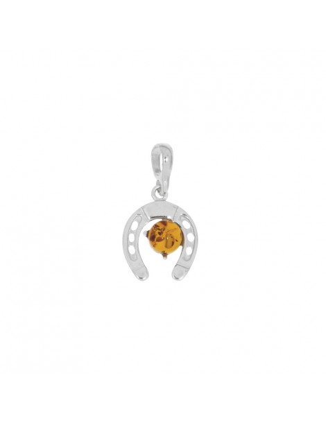Horseshoe pendant in amber and rhodium silver