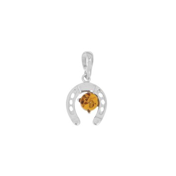 Horseshoe pendant in amber and rhodium silver 31610421RH Nature d'Ambre 26,00 €