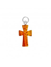 Amber cross pendant topped with a silver ring 3160502 Nature d'Ambre 19,90 €
