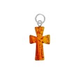 Amber cross pendant topped with a silver ring