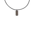 Cow leather cord necklace with a rectangle steel pendant