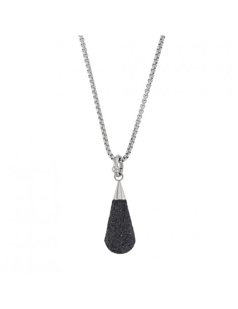 Black glitter steel drop necklace