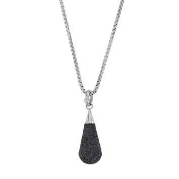 Black glitter steel drop necklace 317252N One Man Show 59,90 €
