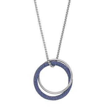 Double round steel necklace, 1 steel and 1 blue glitter 317251BL One Man Show 46,90 €
