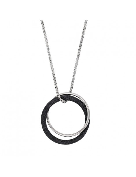Round double steel necklace, one with black glitter and one steel