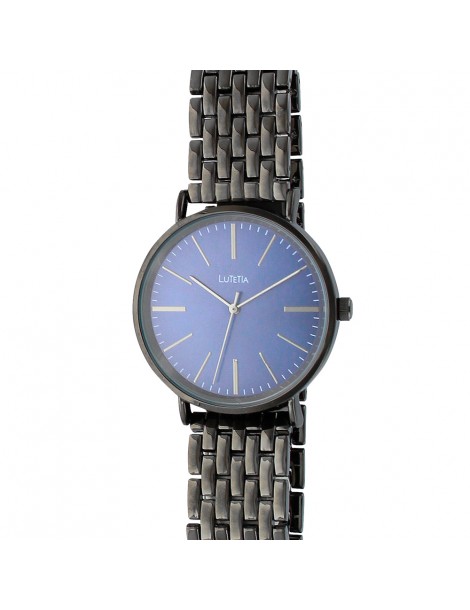 Lutetia Uhr in anthrazitgrauem Metall und blauem Zifferblatt