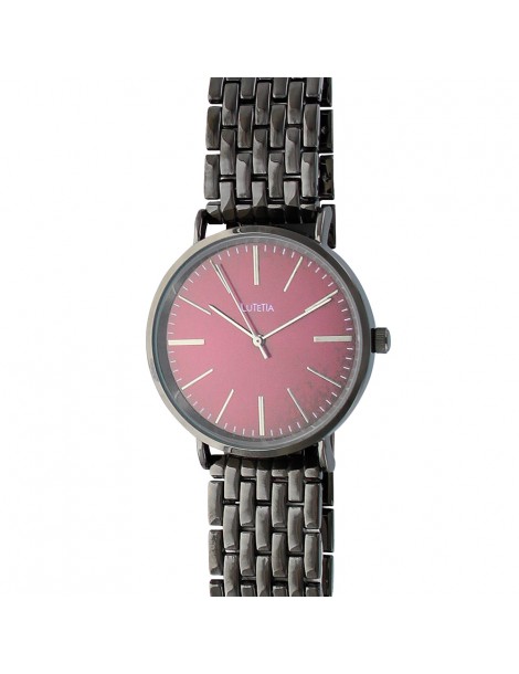 Lutetia watch in anthracite gray metal and burgundy dial