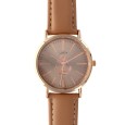 Brown Lutetia watch with pink dial and leather strap