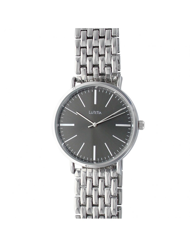 Lutetia watch in silver color metal and black dial