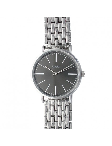 Lutetia watch in silver color metal and black dial