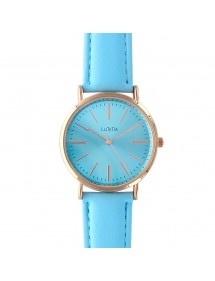 Lutetia Uhr mit roségoldenem Metallgehäuse und himmelblauem Lederarmband 750108BL Lutetia 35,00 €