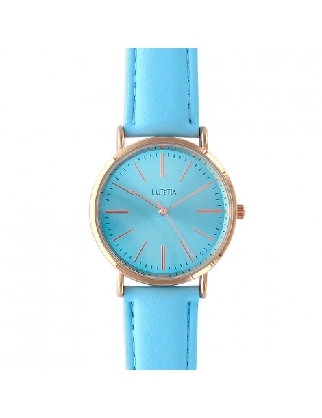 Lutetia Uhr mit roségoldenem Metallgehäuse und himmelblauem Lederarmband 750108BL Lutetia 35,00 €