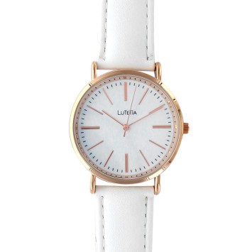 Lutetia watch with pink gold metal case and white leather strap 750108B Lutetia 35,00 €
