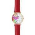 Lutetia pink flamingo watch, red synthetic bracelet