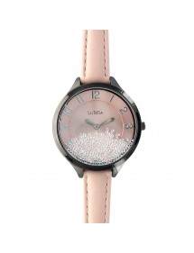 Montre Lutetia boîtier métal strass, bracelet cuir de veau rose pâle 750102RP Lutetia 59,90 €
