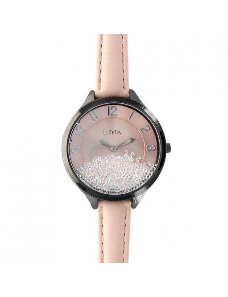 Orologio Lutetia, cinturino in pelle color rosa strass con cassa in metallo 750102RP Lutetia 38,00 €