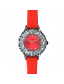 Lutetia rote Uhr, anthrazitgraues Metallgehäuse, Zifferblatt mit Steinen 750128R Lutetia 59,90 €