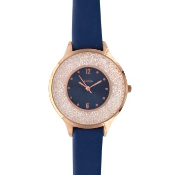 Lutetia navy blue watch, pink gold metal case, dial with stones 750128BM Lutetia 59,90 €