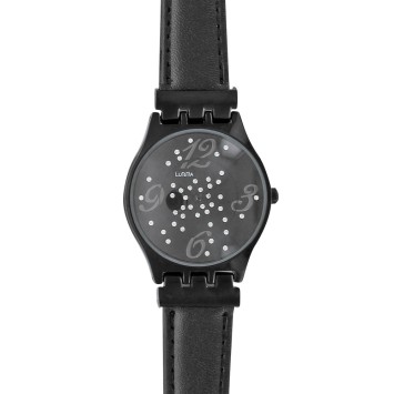 Montre Lutetia noire boîtier métal, strass et bracelet cuir 750124N Lutetia 59,90 €
