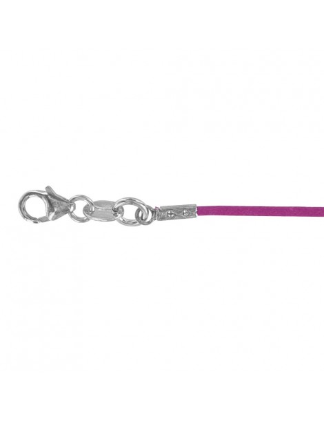 Bracelet for children in cotton with silver clasp rhodium - Purple