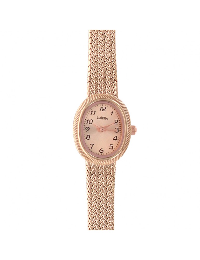 Lutetia watch, rose gold metal and braided style bracelet
